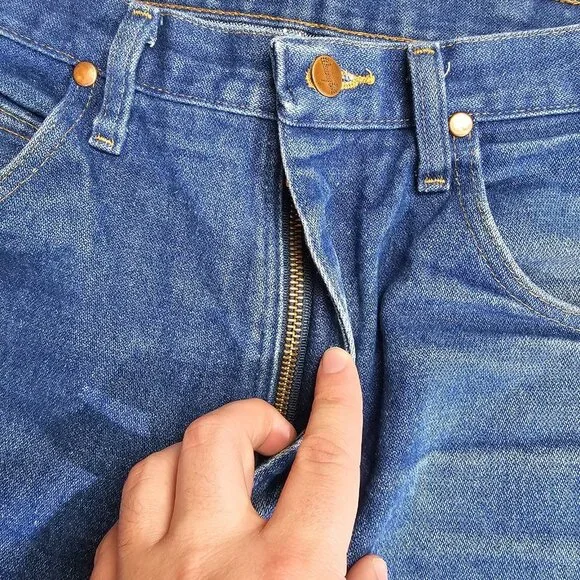 Wrangler Denim Jeans Mens Tag 34x34 Act 34x32 Blue 33MWZ Cowboy Cut Western - Picture 7 of 11